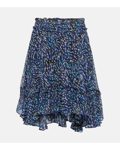 Isabel Marant Mini-jupe Viera asymetrique imprimee - Bleu