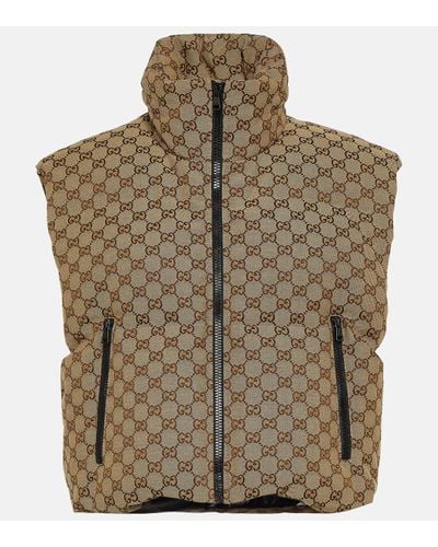 Gucci GG Canvas Puffer Vest - Brown