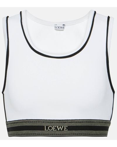 Loewe Haut raccourci en jersey à jacquard logo - Blanc