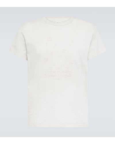 Maison Margiela T-shirt in jersey di cotone con ricamo - Bianco