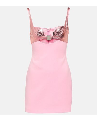 David Koma Metallic Leather And Jersey Minidress - Pink