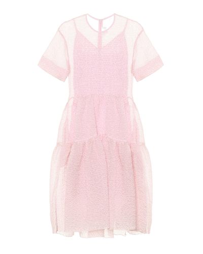 Victoria, Victoria Beckham Cloque Midi Dress - Pink