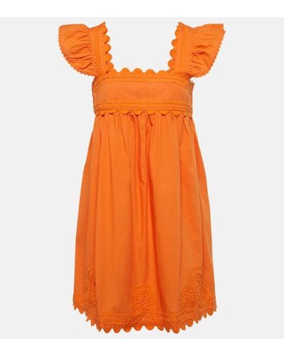 Juliet Dunn Cotton Poplin Minidress - Orange