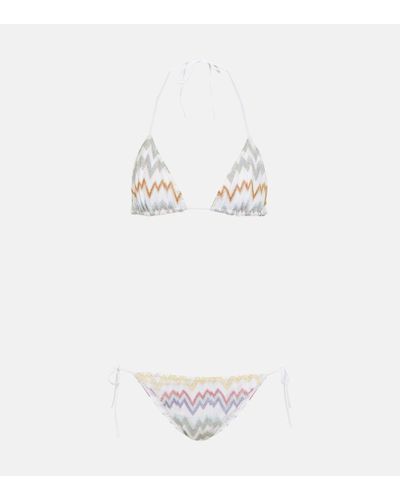 Missoni Bikini de punto metalizado en zigzag - Blanco