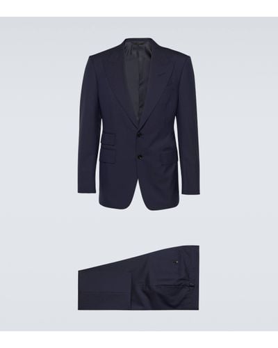 Tom Ford Costume Shelton en laine - Bleu