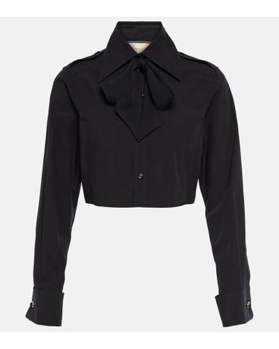 Gucci Camisa cropped en popelin de algodon - Negro