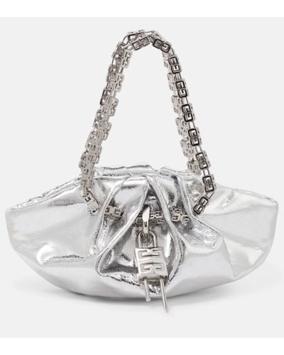 Givenchy Kenny Mini Embellished Metallic Crinkled-leather Shoulder Bag