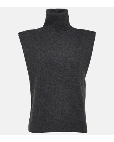 Frankie Shop Nadia Turtleneck Wool Sweater Vest - Black