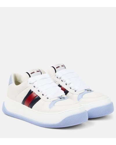 Gucci Sneakers Double Screener mit Leder - Weiß
