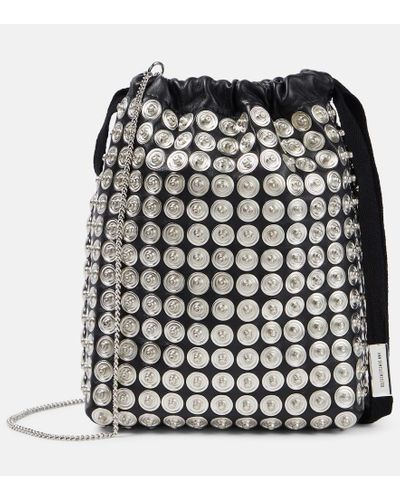 Ann Demeulemeester Edia Mini Embellished Leather Bucket Bag - Black