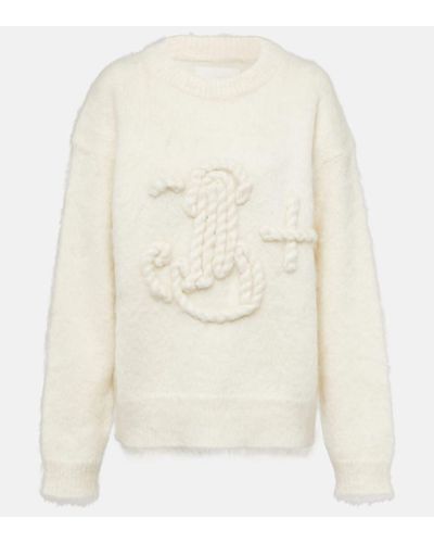 Jil Sander Pullover in misto mohair Monogram - Bianco