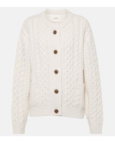 Lisa Yang Cardigan Harriet in cashmere a trecce - Bianco