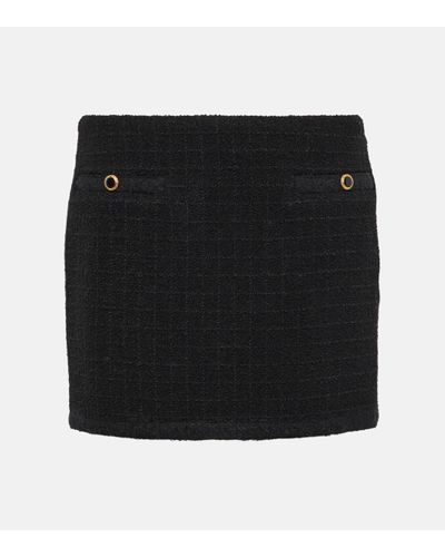 Alessandra Rich Mini-jupe en tweed a carreaux - Noir