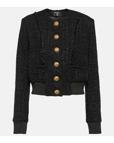 Balmain Jacke aus Tweed und Lame - Schwarz