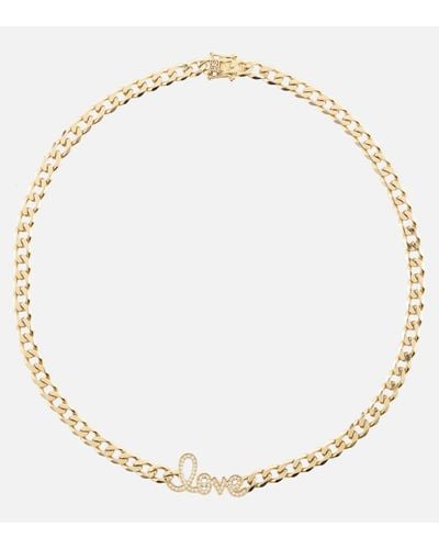 Sydney Evan Love Script 14kt Gold Necklace With Diamonds - Metallic