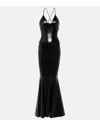 Norma Kamali Vestido largo de charol sintetico - Negro