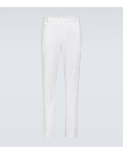 Dolce & Gabbana Pantalon droit en lin melange - Blanc