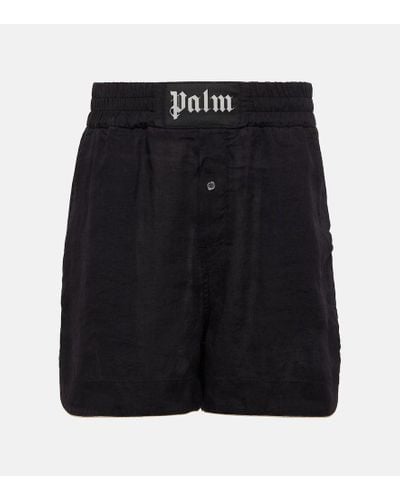 Palm Angels Shorts boxer de lino con logo - Negro