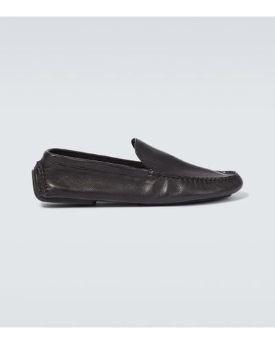 The Row Lucca Leather Loafers - Black