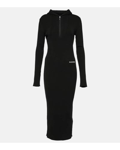 Jil Sander Wool-blend Midi Dress - Black