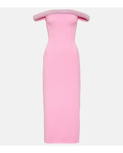 David Koma Crystal-embellished Cady Midi Dress - Pink