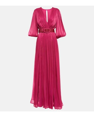 Costarellos Mira Pleated Georgette Gown - Pink