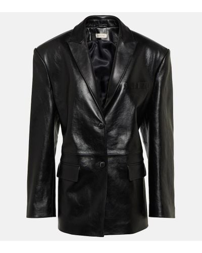 The Mannei Jafr Tailored Leather Blazer - Black