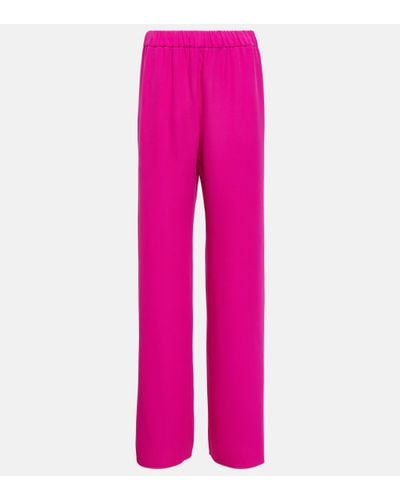 Valentino High-rise Silk Palazzo Trousers - Pink