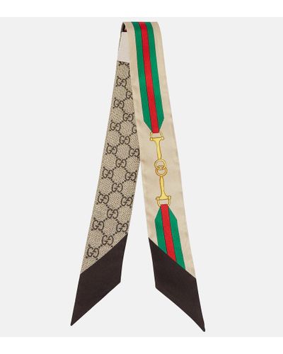 Gucci Halsschleife Aus Seide Mit GG Horsebit-Print - Mehrfarbig