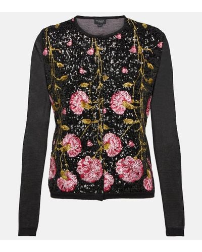 Giambattista Valli Cardigan in seta e cashmere con paillettes - Nero