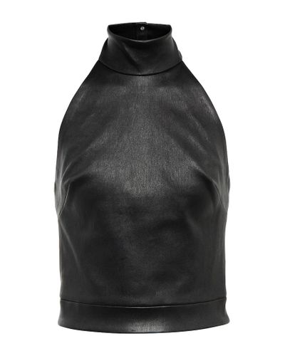 Stouls Top Vicky de piel con cuello halter - Negro