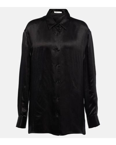 The Row Camisa Biel en saten de seda - Negro