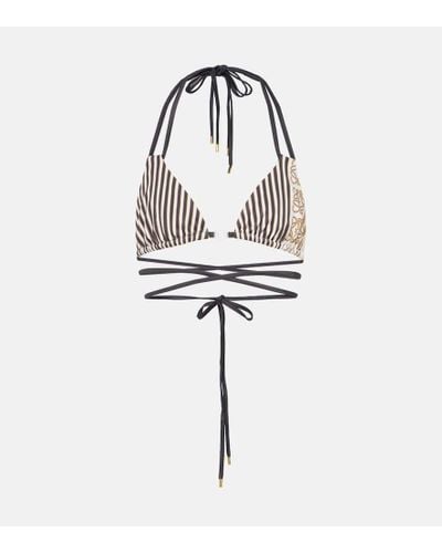 Loewe Top de bikini Paula's Ibiza triangular estampado - Blanco