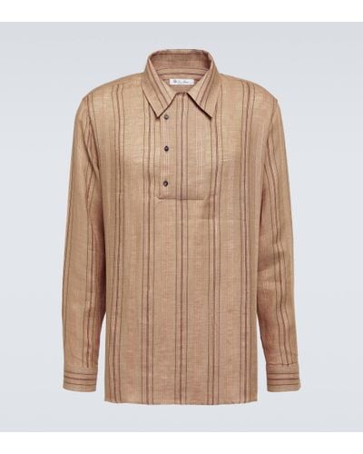 Loro Piana Shinano Linen Polo Shirt - Brown
