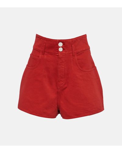 Alaïa High-rise Cotton Shorts - Red