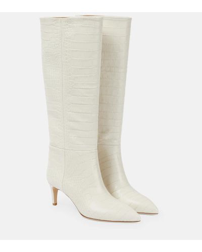 Paris Texas 105mm Embossed Leather Knee-high Boots - White