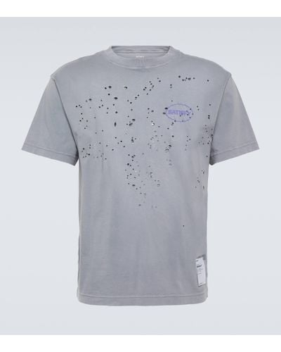 Satisfy Mothtech Distressed Cotton Jersey T-shirt - Blue