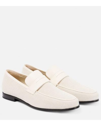 Totême The Canvas Leather-trimmed Loafers - White