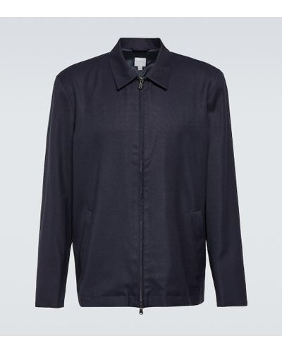 Sunspel Harrington Striped Wool-blend Bowling Shirt - Blue