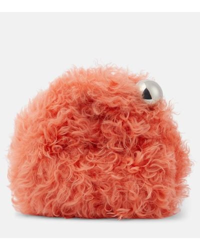 Jil Sander Sphere Shearling Clutch - Red