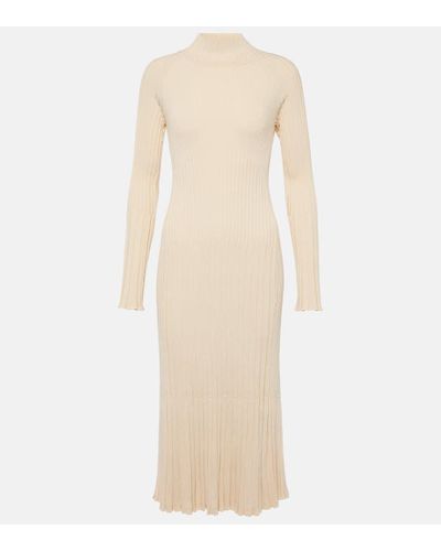 Proenza Schouler Carmen Ribbed-knit High-neck Midi Dress - Natural