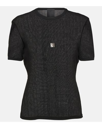 Givenchy Ribbed-knit Cotton T-shirt - Black
