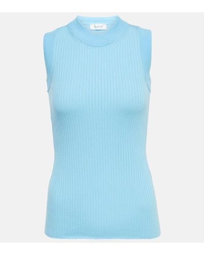Sportmax Nido Ribbed-knit Cotton Tank Top - Blue