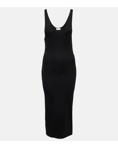 Saint Laurent Silk-blend Midi Dress - Black