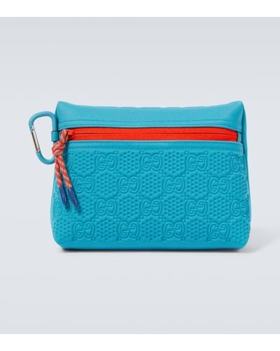 Gucci Small Embossed GG Pouch - Blue