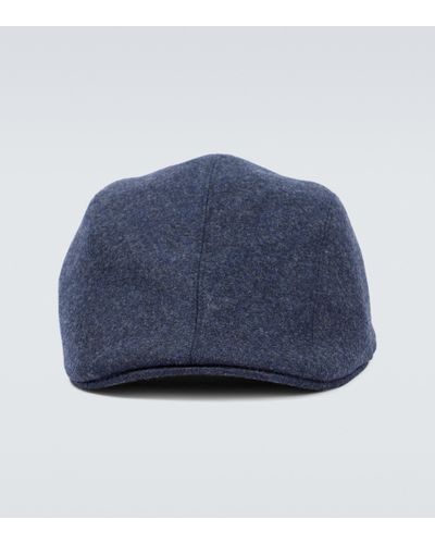 Brunello Cucinelli Wool Flannel Gatsby Hat - Blue