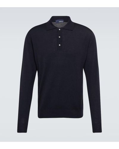 Lardini Wool, Cashmere And Silk Polo Sweater - Blue