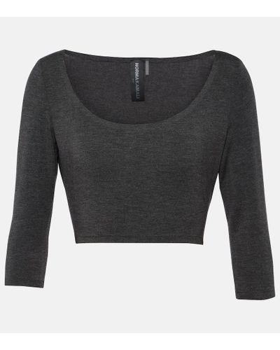 Norma Kamali Top cropped in jersey - Nero