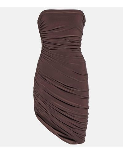 Norma Kamali Diana Strapless Jersey Mini Dress - Brown