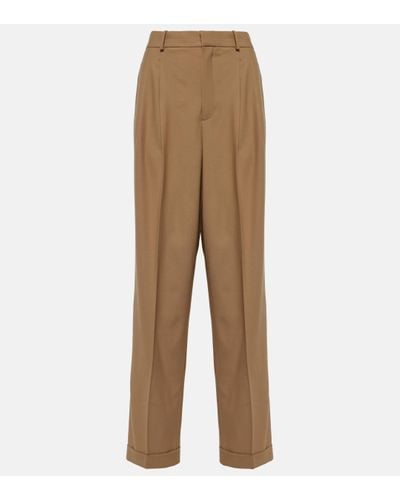 Polo Ralph Lauren High-rise Wool-blend Wide-leg Trousers - Natural
